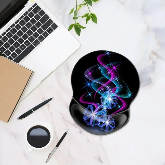 Boutilon Ergonomic Wrist Rest Support, Gaming Mouse Pad 8.7 X 7.5 Inches for Computer, Laptop, Home, Office (Purple Blue Light)