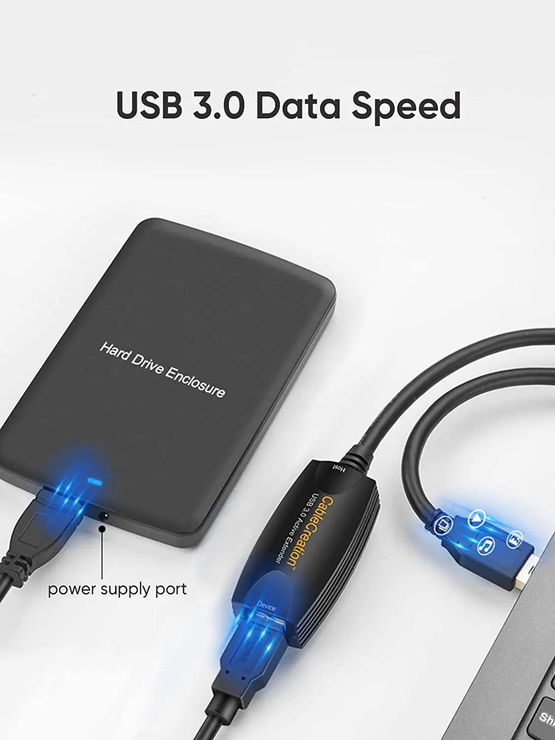 Cablecreation Active USB 3.0 Extension Cable, 5 M USB Male to Female Cable with Signal Amplification Compatible with Oculus Rift/Quest/Quest 2 Vr/Link, Valve Index VR, Xbox One, Printers Etc. Black