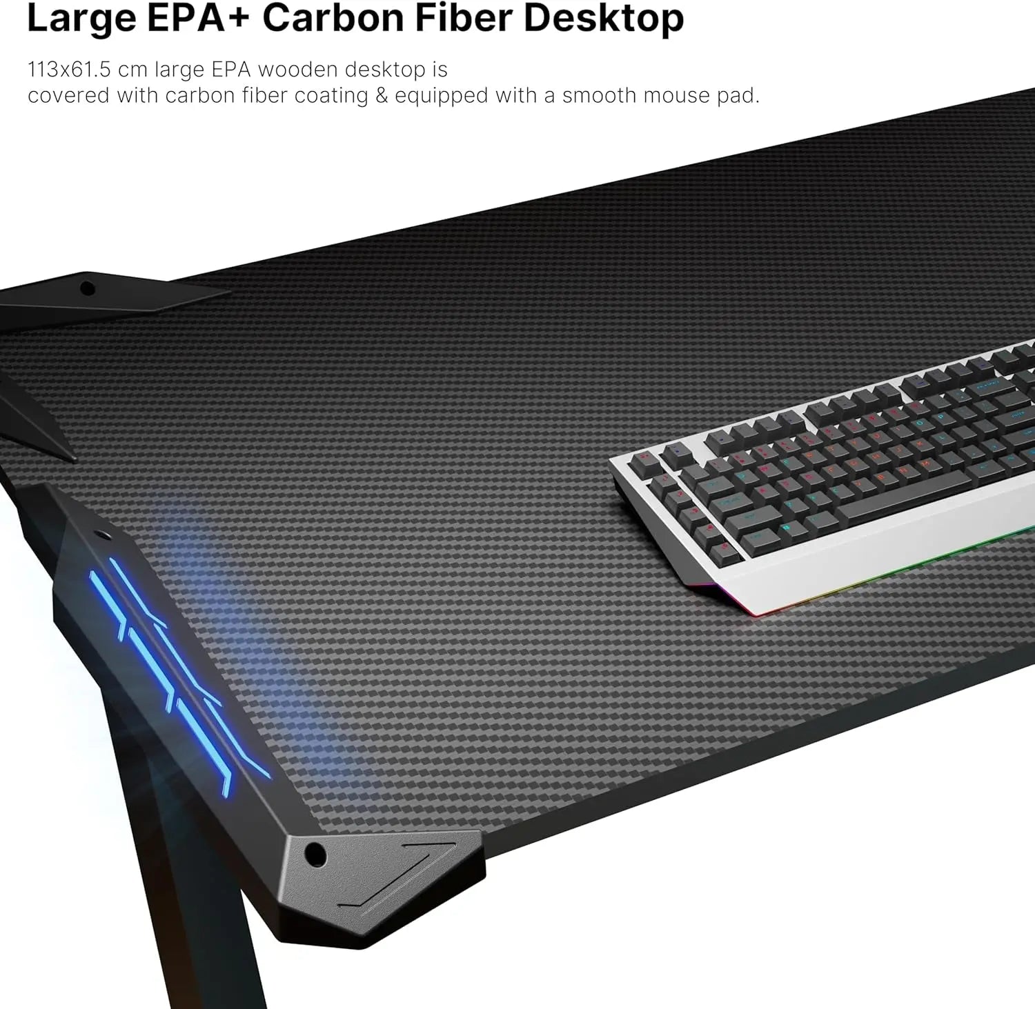 EUREKA ERGONOMIC Gaming Desk with LED Lights Home Office RGB Table, Small Gaming Desk, Computer Table, Black