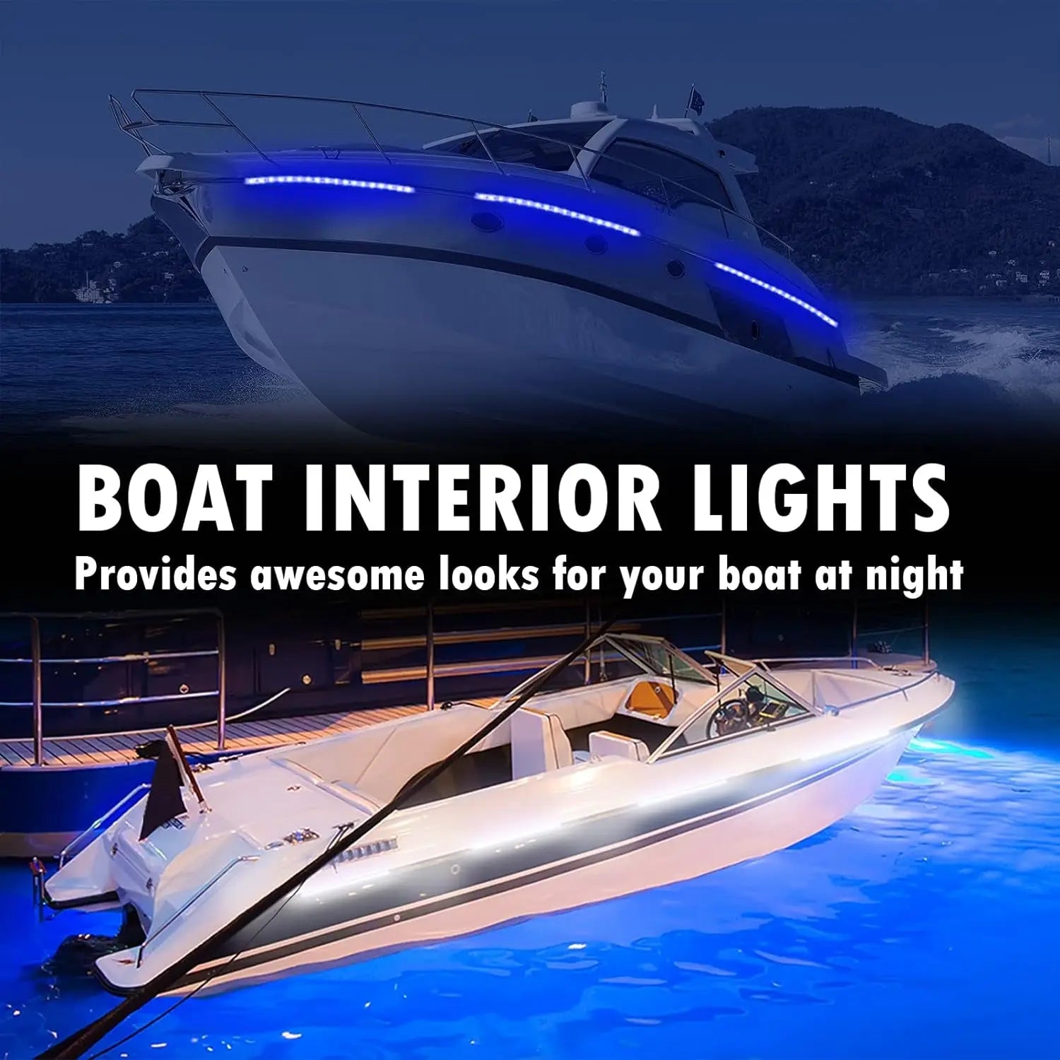 Obcursco LED Pontoon Boat Lights, IP67 Waterproof Interior and Deck Light for Night Fishing, Courtesy Lighting for Yachts, Bass Boats, and Jet Skis(Blue, 3.5W)