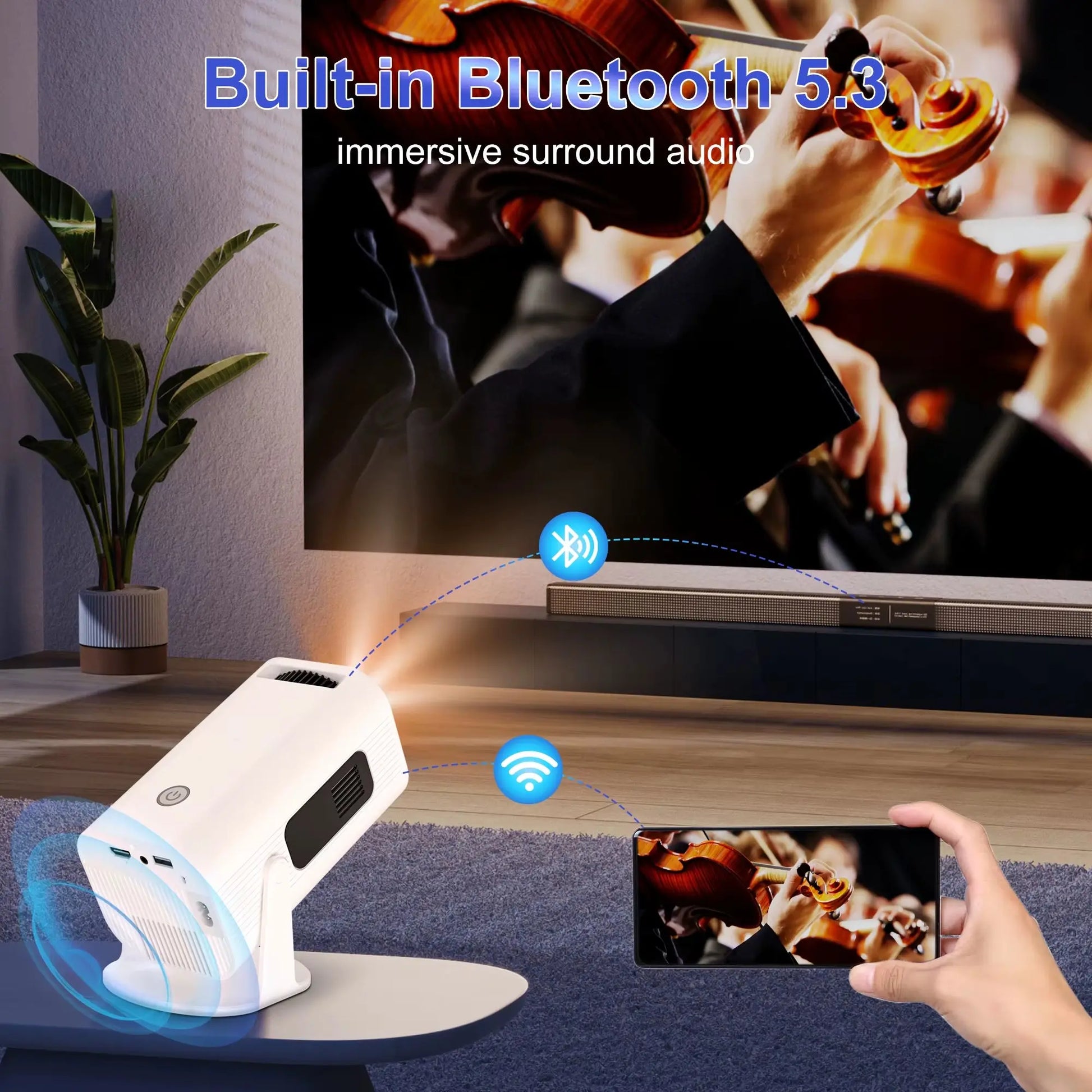 Salange P330 Mini Projetor Android 11 300 ANSI 4K 8K 1080P Wifi6 BT5.0 Home Cinema Portable Projector