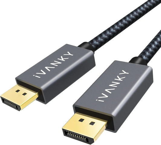 IVANKY Display Port Cable 10Ft, Display Port Cord, [4K@60Hz, 2K@165Hz, 2K@144Hz], Gold-Plated Braided High Speed DP to DP Cable 10Ft, Displayport 1.2 Cord for Gaming Monitor, TV, PC, Laptop