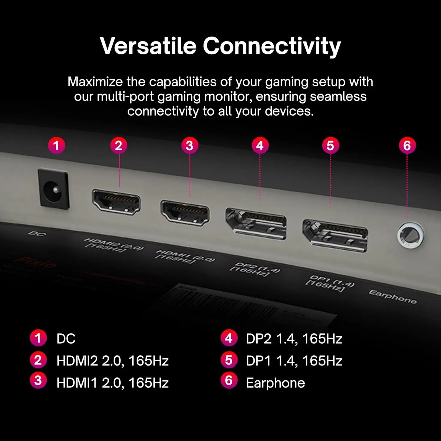 Pixio PXC325 32 Inch 165Hz Refresh Rate FHD 1080P Resolution 1500R Curved VA Panel 1Ms MPRT Response Time Adaptive Sync HDR Tilting Stand Gaming Monitor