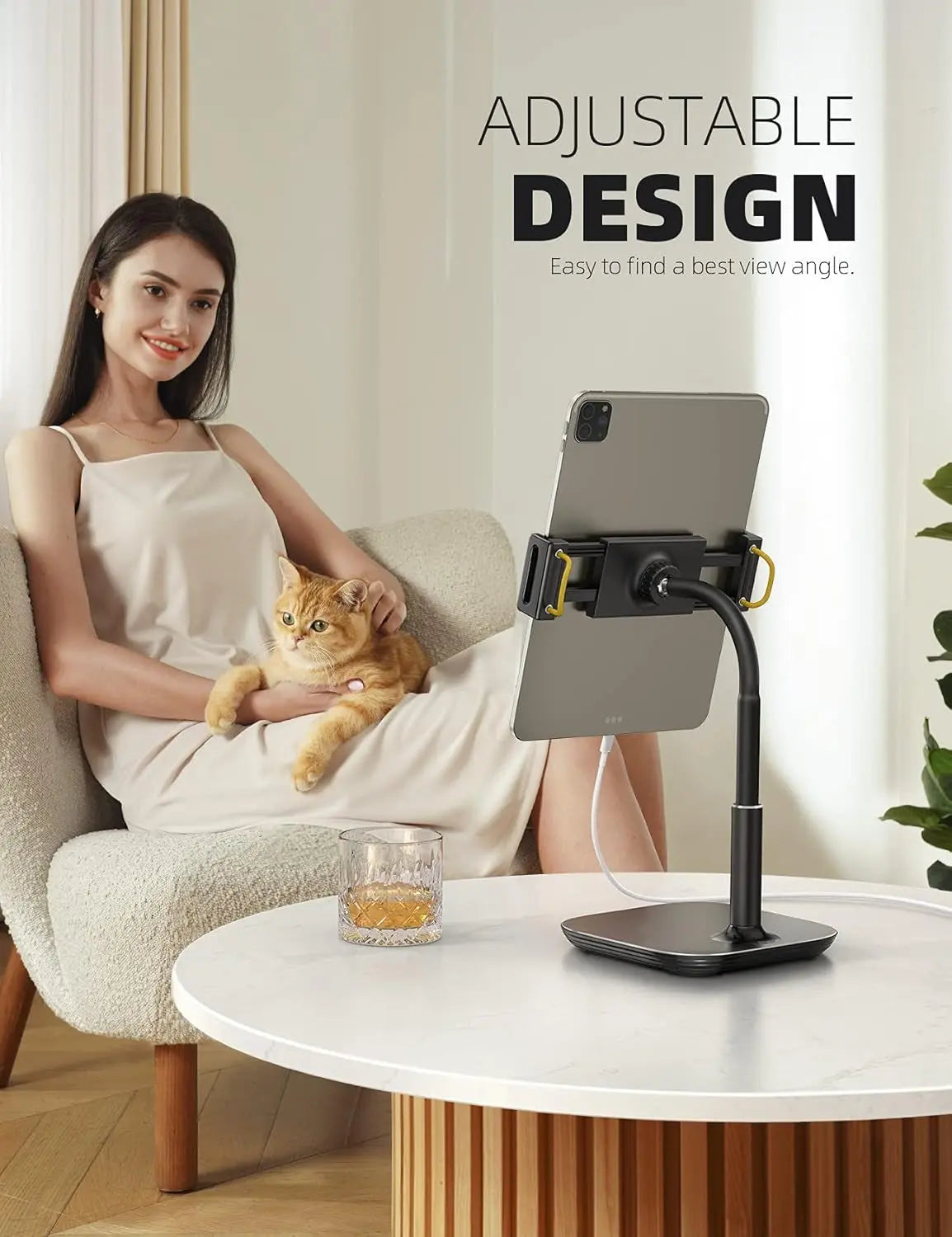 Lamicall Tablet Stand Holder, Gooseneck Tablet Mount - 2.5Lb Heavy Duty Base Adjustable Desktop Stand with 360 Degree Rotating for 4.7-13" Tablet, Ipad Pro 12.9 Air Mini, Fire, Kindle, Tabs, Black