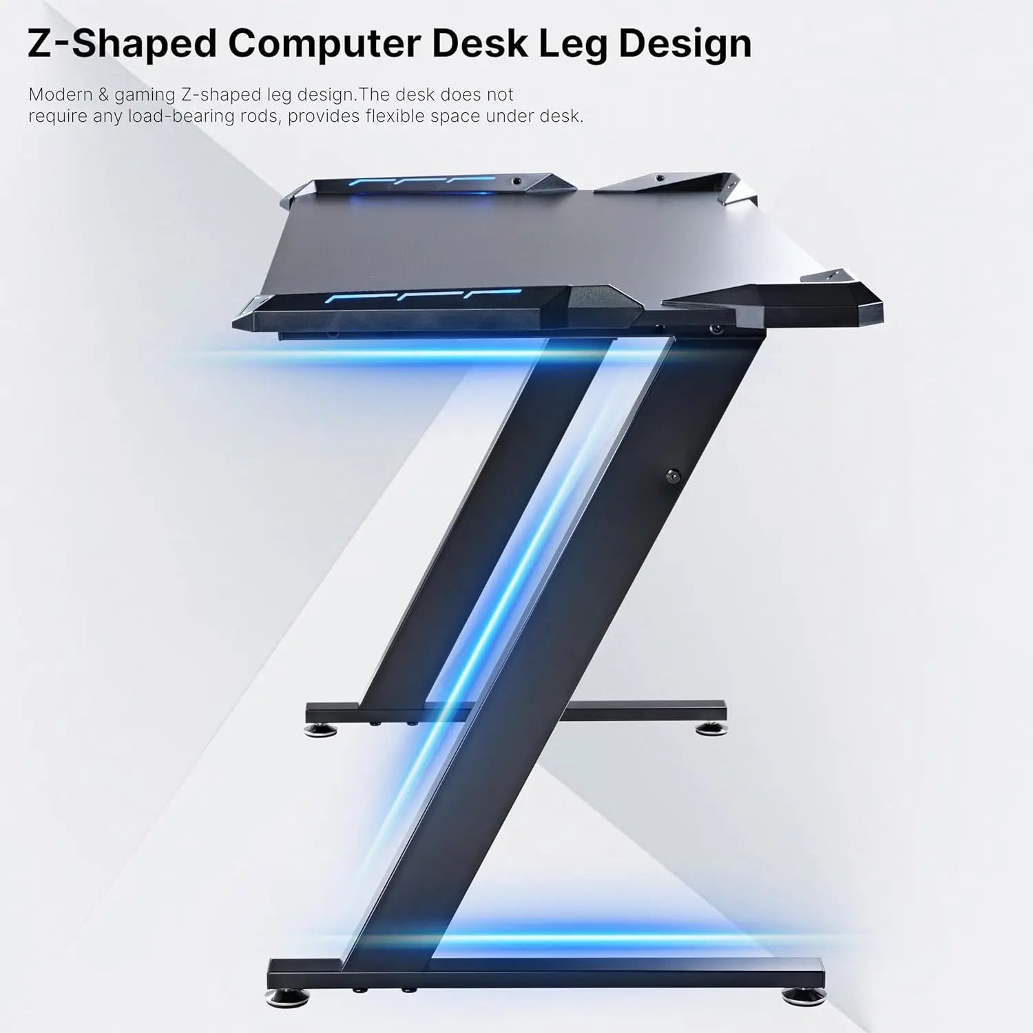 EUREKA ERGONOMIC Gaming Desk with LED Lights Home Office RGB Table, Small Gaming Desk, Computer Table, Black