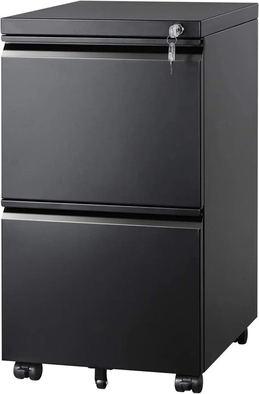 DEVAISE 2 Drawer Metal File Cabinet, Fully Assembled, under Desk, Black, Lock, Fits Letter/Legal/A4 Size Files
