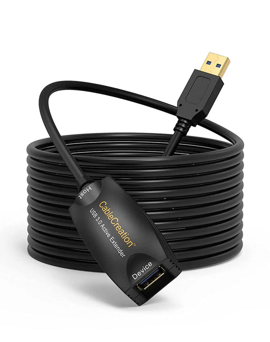Cablecreation Active USB 3.0 Extension Cable, 5 M USB Male to Female Cable with Signal Amplification Compatible with Oculus Rift/Quest/Quest 2 Vr/Link, Valve Index VR, Xbox One, Printers Etc. Black