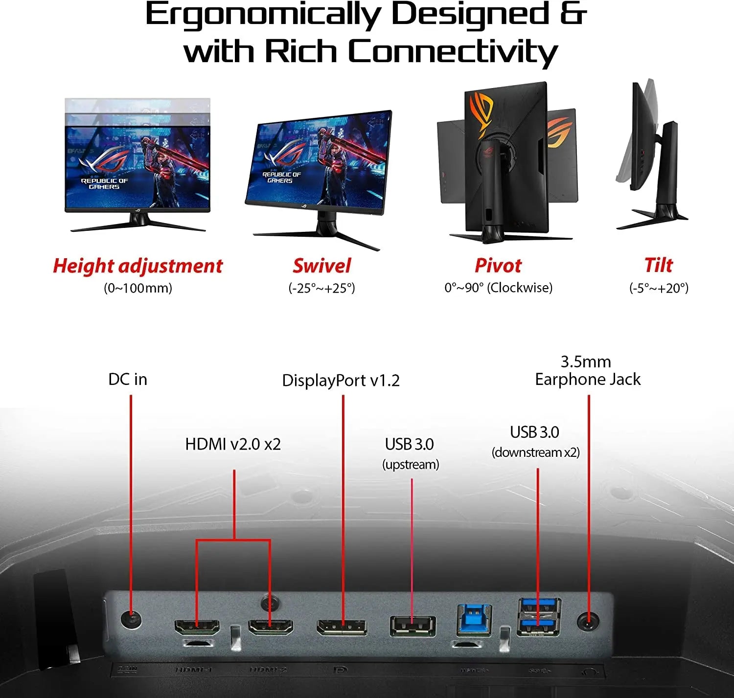 ASUS ROG Strix XG27AQ 27” Gaming Monitor, 1440P WQHD (2560 X 1440), Fast IPS, 170Hz, 1Ms, G-SYNC, Extreme Low Motion Blur Sync, Eye Care, HDMI Displayport USB 3.0 Hub, HDR™ 400