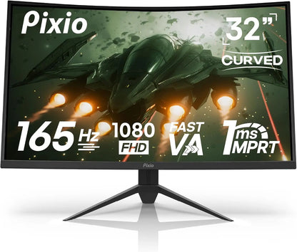 Pixio PXC325 32 Inch 165Hz Refresh Rate FHD 1080P Resolution 1500R Curved VA Panel 1Ms MPRT Response Time Adaptive Sync HDR Tilting Stand Gaming Monitor