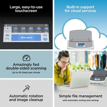 Scansnap Ix1600 Wireless or USB High-Speed Cloud Enabled Document, Photo & Receipt Scanner with Large Touchscreen and Auto Document Feeder for Mac or PC, White