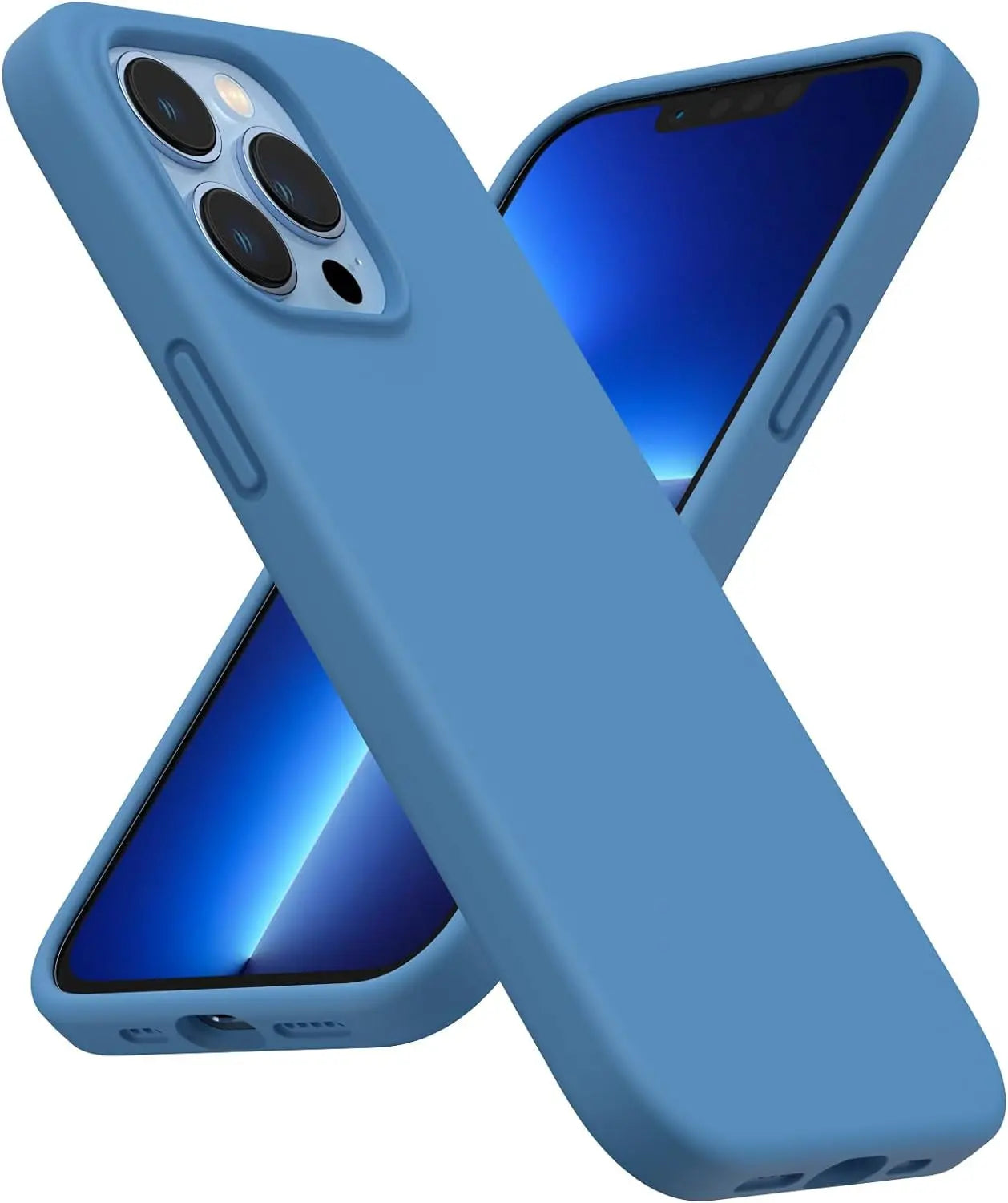 ORNARTO Shockproof Liquid Silicone Designed for Iphone 13 Pro Case Gel Rubber Comprehensive Protection Anti-Shock Cover Case Drop Protection 6.1Inch-Blue