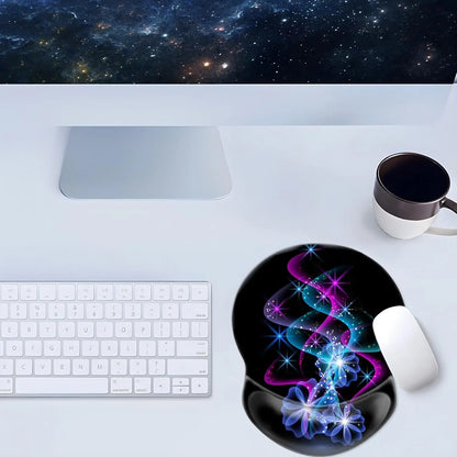 Boutilon Ergonomic Wrist Rest Support, Gaming Mouse Pad 8.7 X 7.5 Inches for Computer, Laptop, Home, Office (Purple Blue Light)