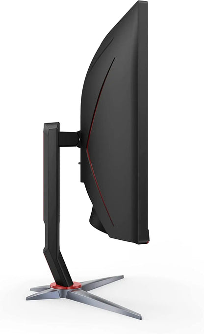 AOC CU34G2X 34" Curved Frameless Immersive Gaming Monitor, Ultrawide QHD 3440X1440, VA Panel, 1Ms 144Hz Adaptive-Sync, Height Adjustable, 3-Yr Zero Dead Pixels, Black/Red