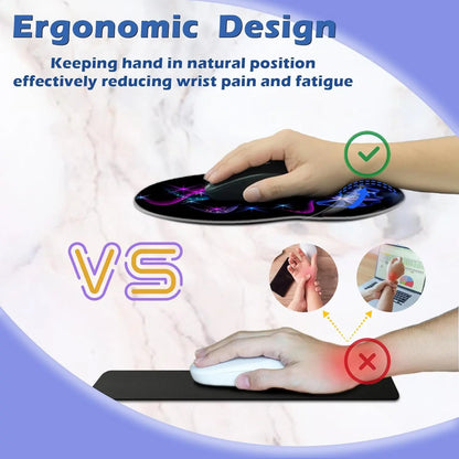 Boutilon Ergonomic Wrist Rest Support, Gaming Mouse Pad 8.7 X 7.5 Inches for Computer, Laptop, Home, Office (Purple Blue Light)