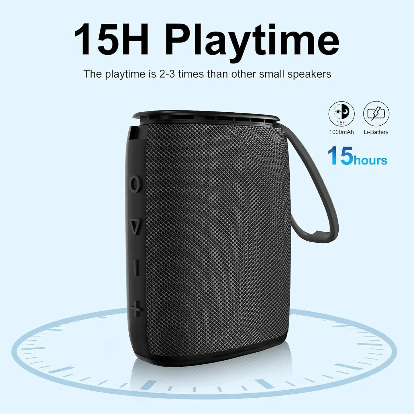Hadisala H3 Portable Wireless Speaker - Bluetooth 5.0 with Rich Bass HD Stereo Sound, IPX7 Waterproof, 15H Playtime, USB-C Charge, Shower Speaker, TWS Pairing for Home, Outdoors, Travel